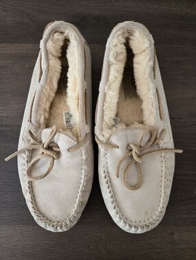 UGG Australia Women's Suede Shearling-Lined Moccasin Slippers - Beigeu